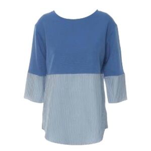 COS Women’s Striped Accent Mixed Media blue /white Sweater Top Sz M NWOT